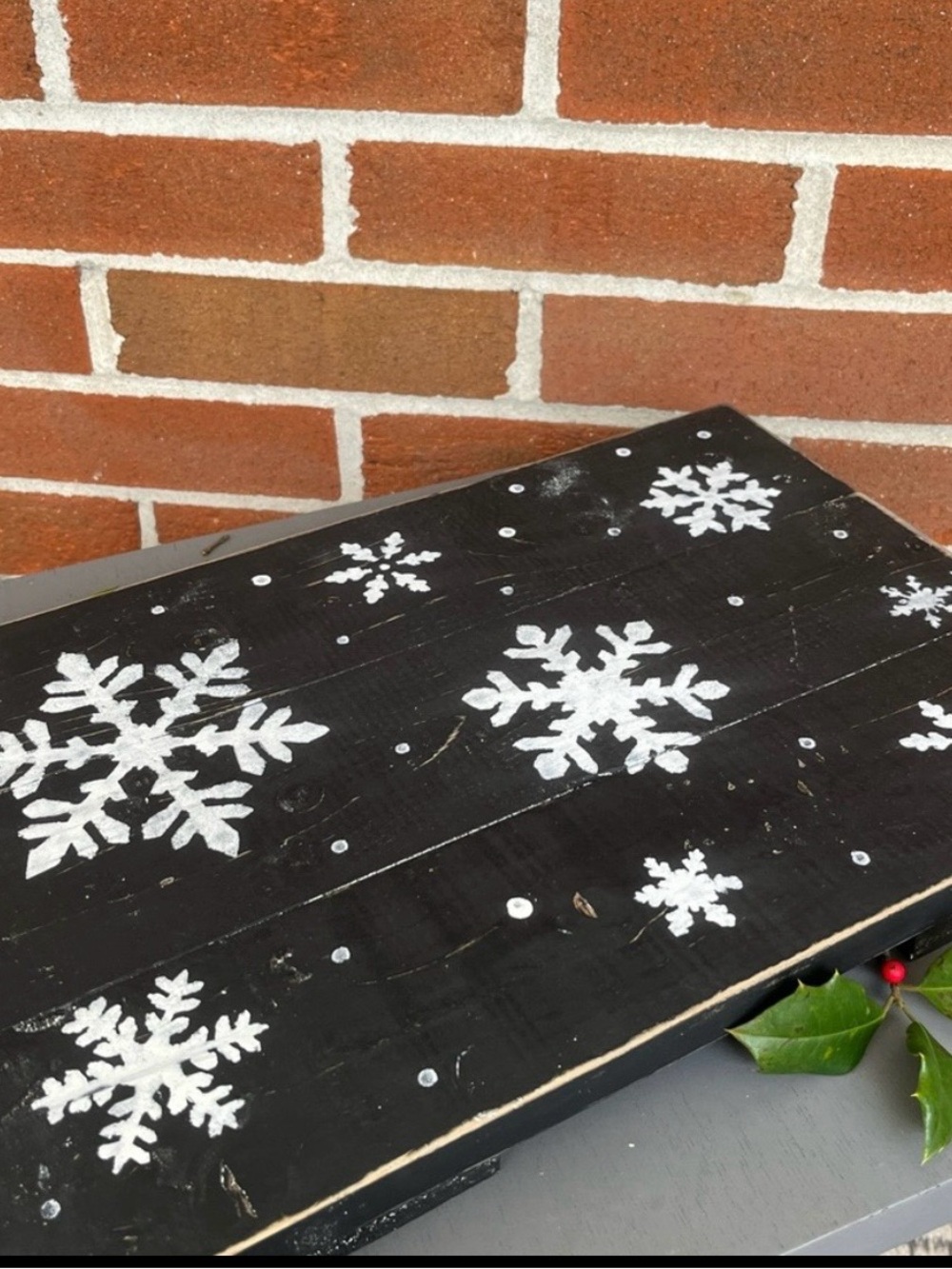 Handmade Black Snowflake Serving Tray Rustic Farmhouse Winter Decor